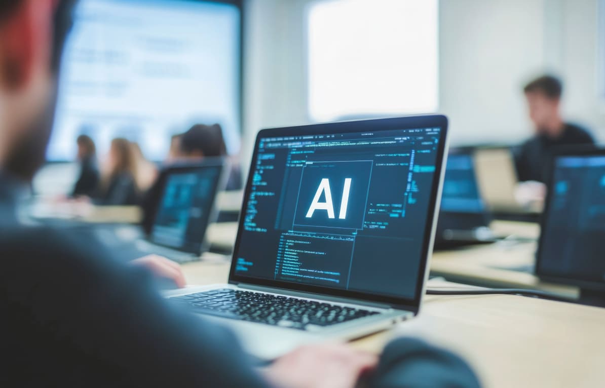 工場内でタブレットを操作している様子