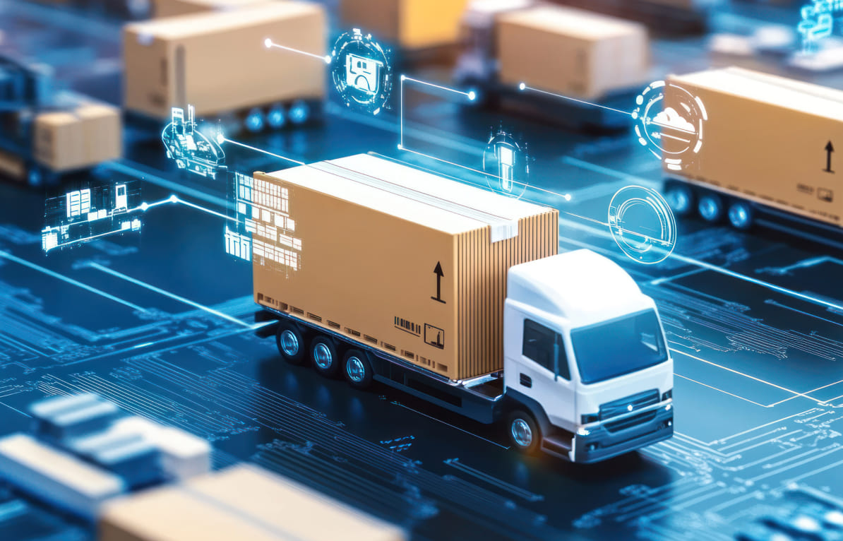 工場内でタブレットを操作している様子